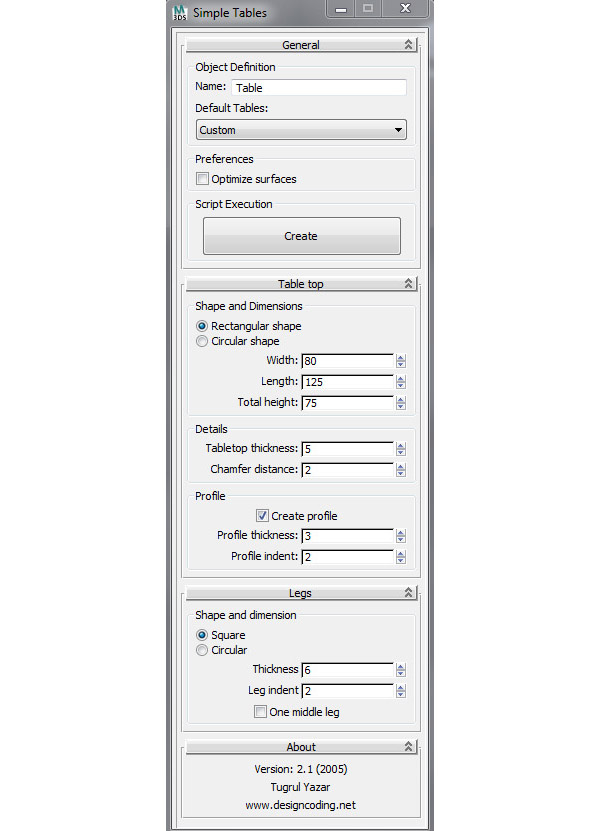 Maxscript Table 3d-max, design-object